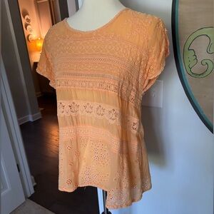 Johnny Was Tangerine Lace Blouse